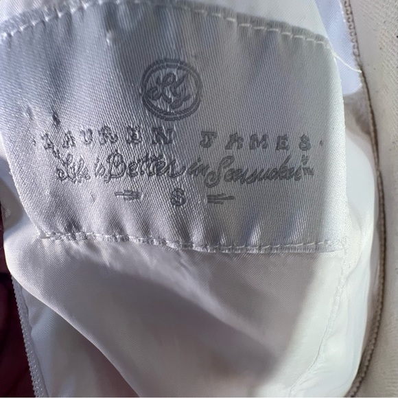 Lauren James Landry Seersucker White Sleeveless Fit & Flare Cut Out Back Dress S - Picture 8 of 10